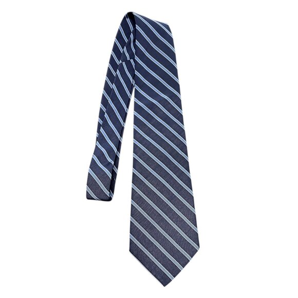 VTG BROOKS BROTHERS Men's Tie 100% Silk Made in UK  Blue with Light Blue Stripes - Picture 1 of 6